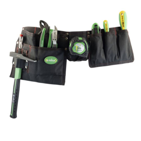 Ceinture porte-outils e-robur - 8 poches - Polyester/PVC - Noir