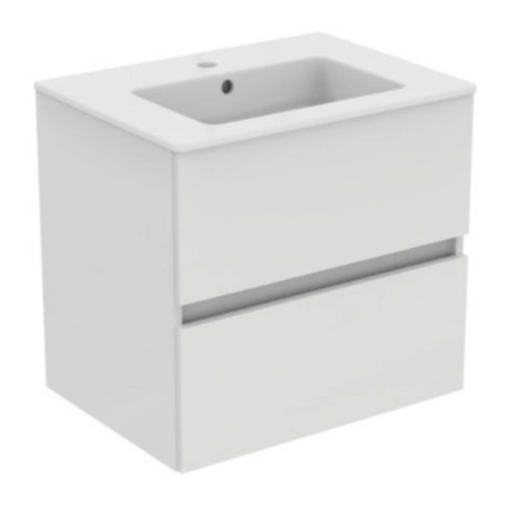 Meuble de salle de bain suspendu Ulysse+ Porcher - avec vasque - 70cm - 2 tiroirs - Blanc