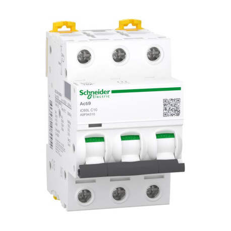 Disjoncteur 10 A - Acti9 - iC60L - 3P - Courbe C