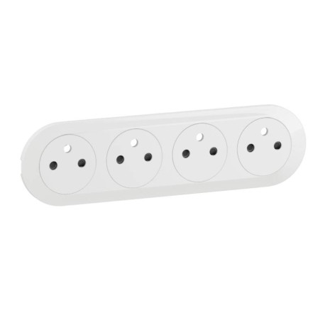 Enjoliveur Céliane pour prise 4x2P+T compacte Legrand - Surface bornes automatiques - Blanc