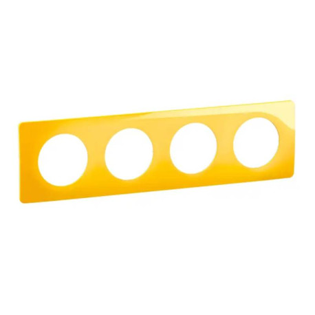 Plaque de finition Céliane Legrand - 4 postes - Jaune Safran