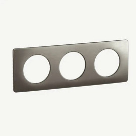 Plaque de finition Céliane Legrand - 3 postes - Acier satiné