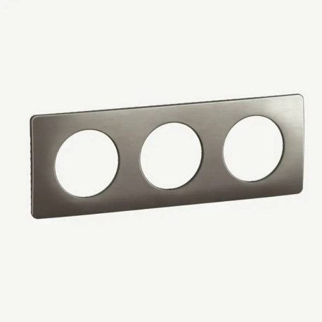 Plaque de finition Céliane Legrand - 3 postes - Acier satiné
