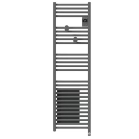 Sèche-serviettes étroit connecté Riva 5 - 500+1000W - Avec soufflerie - Gris menhir