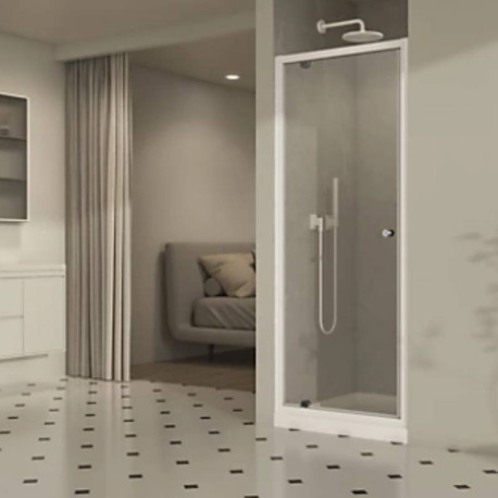 Porte de douche pivotante Pyra Aquance - En niche - 875↔905 - Profil Silver - Verre transparent
