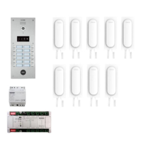 Kit Audio Dial 9Terminaux Fermax - Technologie Duox Plus - Inox / Blanc