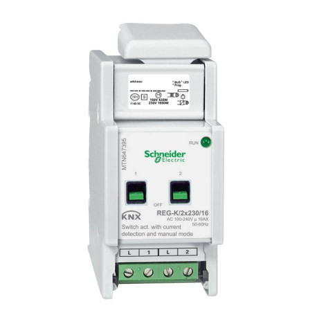 Actionneur de commutation KNX Schneider Electric - 2 sorties 16A - Commande manuelle