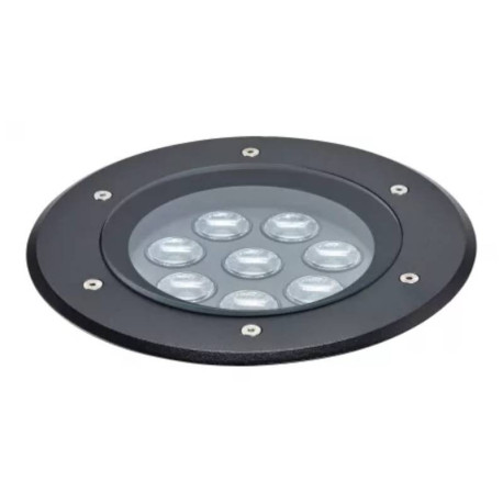 Spot de sol encastré Tecnisol 200 R Aric - Rond - Faisceau 60° - 23W - 3000K - IP67 - Noir