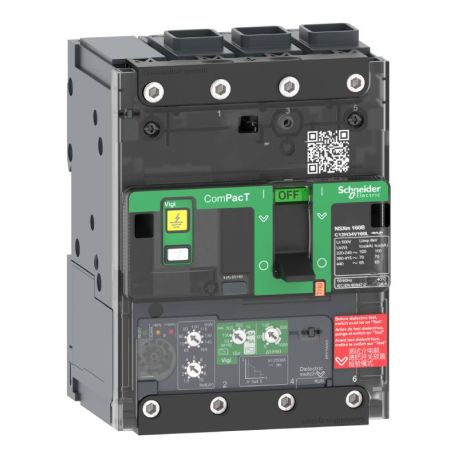 Disjoncteur Vigi ComPacT NSXmB Schneider Electric - Micrologic 4.1 25A - 4P - 25kA - Borne Everlink