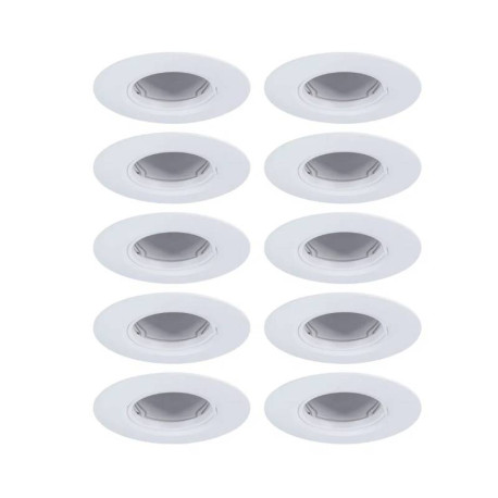 Lot de 10 spots encastrés fixes Paulmann - Ø90mm- 10x10W - GU10 - Dimmables - Blanc