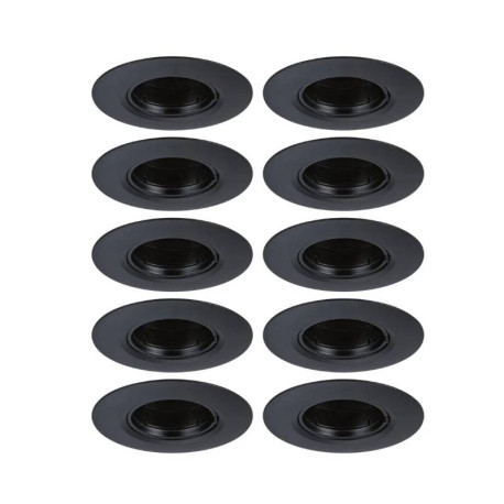 Lot de 10 spots encastrés fixes Paulmann - Ø90mm - 10x10W - GU10 - Dimmables - Noir