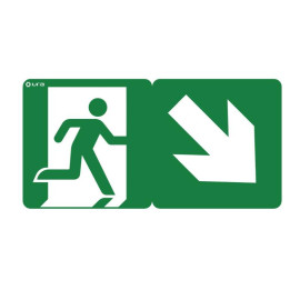Pictogramme évacuation Ura - avec flèche 45°- pour BAES et LSC URAPROOF V - Autocollant