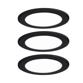 Lot de 3 spots LED encastrés pour meubles Paulmann - Rond - Ø 65mm - 3x2,5W - 4000K - Noir mat