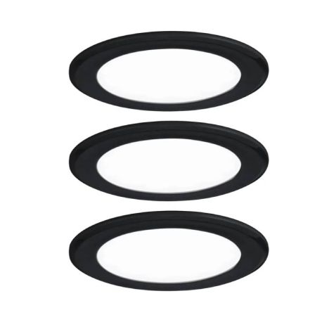Lot de 3 spots LED encastrés pour meubles Paulmann - Rond - Ø 65mm - 3x2,5W - 4000K - Noir mat