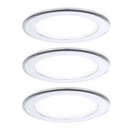 Lot de 3 spots LED encastrés pour meubles Paulmann - Rond - Ø 65mm - 3x2,5W - 4000K - Chrome