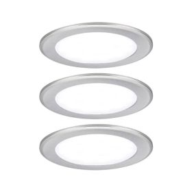 Lot de 3 spots LED encastrés pour meubles Paulmann - Rond - Ø 65mm - 3x2,5W - 4000K - Acier brossé