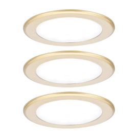 Lot de 3 spots LED encastrés pour meubles Paulmann - Rond - Ø 65mm - 3x2,5W - 3000K - Doré mat
