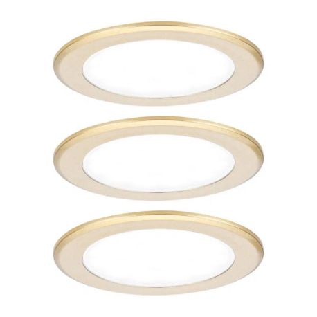 Lot de 3 spots LED encastrés pour meubles Paulmann - Rond - Ø 65mm - 3x2,5W - 3000K - Doré mat