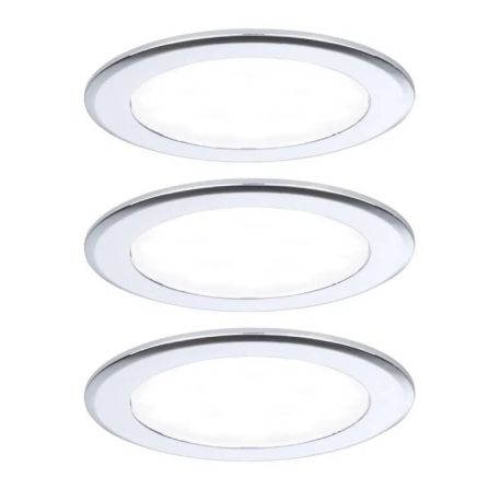 Lot de 3 spots LED encastrés pour meubles Paulmann - Rond - Ø 65mm - 3x2,5W - 3000K - Chrome
