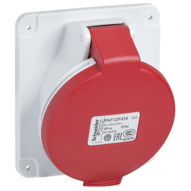 Socle prise industrielle inclinée Mureva Schneider Electric - 32A - 380V - 4P - Vis