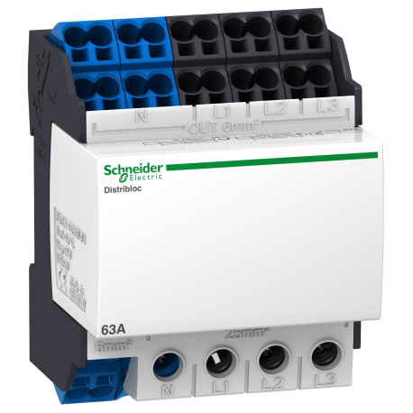 Répartiteur étagé à connexion rapide Linergy DX Schneider Electric - 63A - 4P - 24 trous - Alim. bas