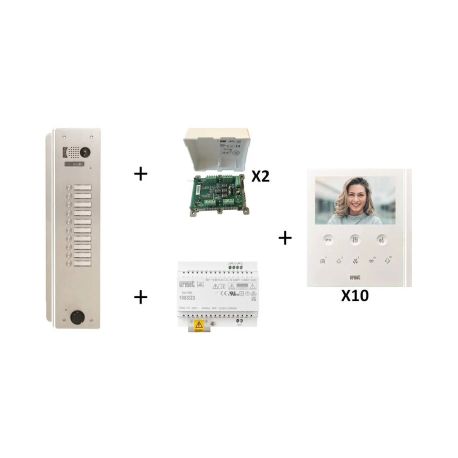 Kit vidéo préprogrammé 10 boutons Urmet - Système 2Voice - Platine 1 rangée
