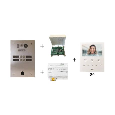 Kit vidéo préprogrammé 4 boutons Urmet - Système 2Voice - Platine 2 rangées