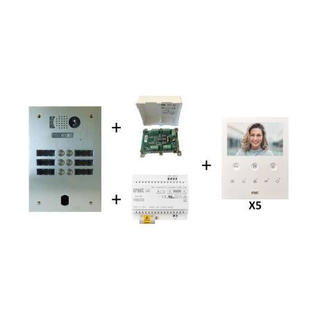 Kit vidéo préprogrammé 5 boutons Urmet - Système 2Voice - Platine 2 rangées