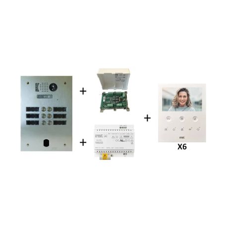 Kit vidéo préprogrammé 6 boutons Urmet - Système 2Voice - Platine 2 rangées