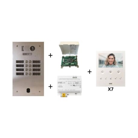Kit vidéo préprogrammé 7 boutons Urmet - Système 2Voice - Platine 2 rangées