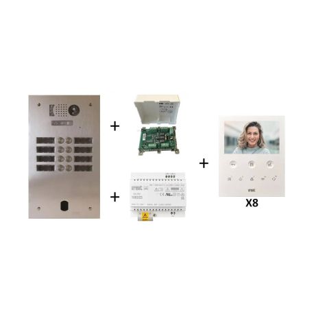 Kit vidéo préprogrammé 8 boutons Urmet - Système 2Voice - Platine 2 rangées