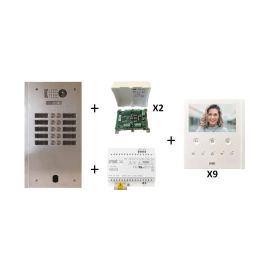Kit vidéo préprogrammé 9 boutons Urmet - Système 2Voice - Platine 2 rangées