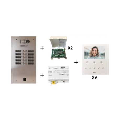 Kit vidéo préprogrammé 9 boutons Urmet - Système 2Voice - Platine 2 rangées