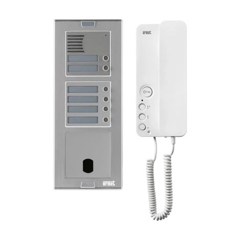 Kit audio 6 boutons 3 modules Sinthesi S2 Urmet - Pré-programmé - Système 2Voice - Aluminium