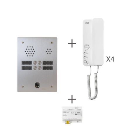 Kit audio 4 boutons 2 rangées Urmet - Pré-programmé - Système 2Voice -  Aluminium