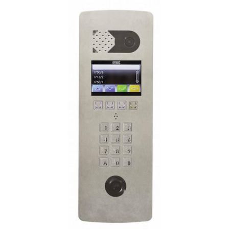 Platine de rue à défilement 2Voice Urmet - Écran 4" TFT - Perçage T25 - Version poteau technique - Inox/ Inox