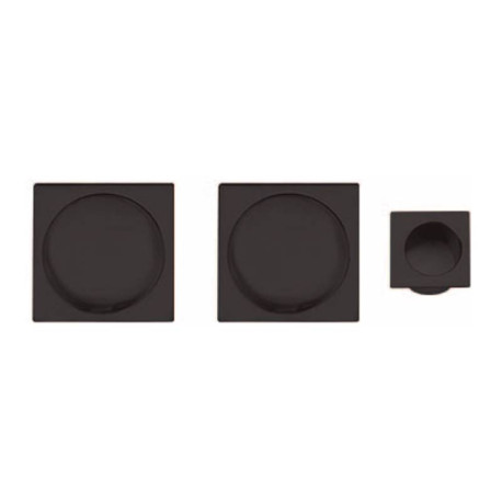 Kit poignées cuvettes Fimet - Pour portes coulissantes - Carré - Noir mat