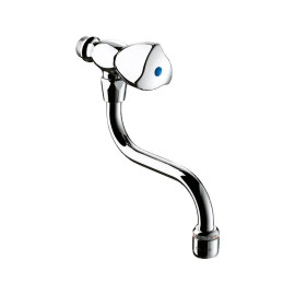 Robinet d'évier avec bec orientable et tête à clapet Delabie - M1/2" - L. 150mm - Avec croisillons Delta - Laiton chromé