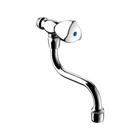 Robinet d'évier avec bec orientable et tête à clapet Delabie - M1/2" - L. 150mm - Avec croisillons Delta - Laiton chromé