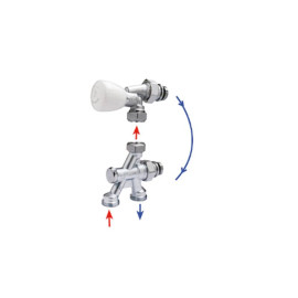 Robinet monotube 4 voies thermostatisable Giacomini - Entraxe 35mm - 1/2" x 16 - 10 bar