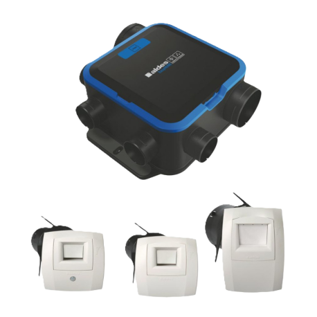 Groupe VMC EasyHome Hygro Compact Premium MW - Simple flux Hygro - 248 m³/h - 31 dB - Avec bouches BAHIA Curve Electriques