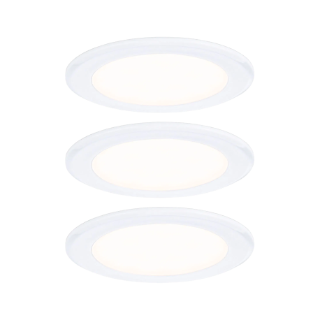 Lot de 3 spots LED encastrés pour meubles Paulmann - Rond - Ø 65mm - 3x2,5W - 3000K - Blanc