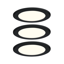 Lot de 3 spots LED encastrés pour meubles Paulmann - Rond - Ø 65mm - 3x2,5W - 3000K - Noir mat