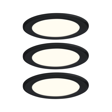 Lot de 3 spots LED encastrés pour meubles Paulmann - Rond - Ø 65mm - 3x2,5W - 3000K - Noir mat