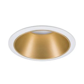 Spot encastré rond Cole Paulmann -10W max - GU10 - 230V - IP23 - Blanc dépoli/Doré - Dimmable