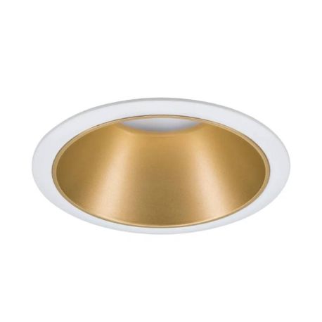 Spot encastré rond Cole Paulmann -10W max - GU10 - 230V - IP23 - Blanc dépoli/Doré - Dimmable