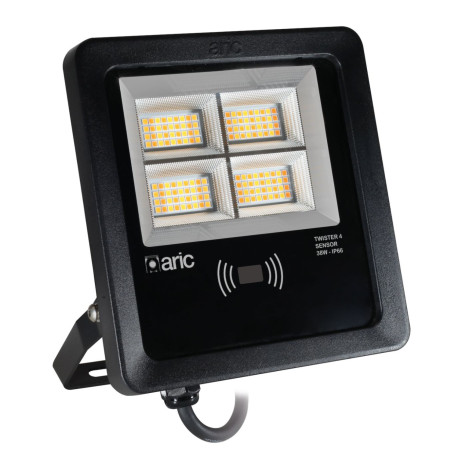 Projecteur extérieur LED TWISTER 4 Sensor Aric - 38W - 3CCT 2200/3000/4000K - Noir