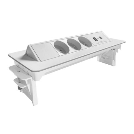 Bloc multiprises pivotant TECH Arlux - 3 prises 2P+T - 2 ports USB - Blanc