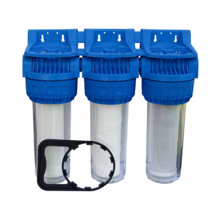 Filtre 116 Triplex Orion avec 3 cartouches - pour eau de pluie et de forage - 9"3/4