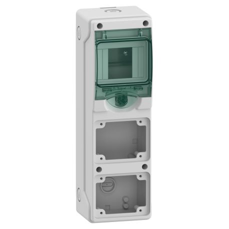 Mini-coffret étanche pour prises Mureva Schneider Electric - 1 rangée - 4 modules - 2 ouvertures